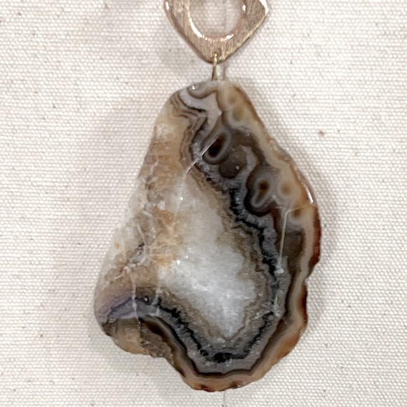 NWT Sheila Fajl Oversized Agate Pendant Necklace w/ Rose Gold-Tone Chain - Picture 6 of 10